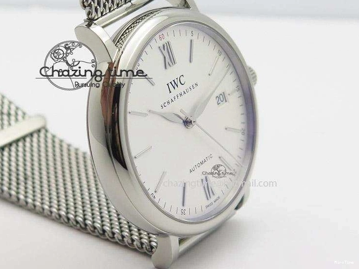 MIROTIME 0130 Portofino SCHAFFHAUSEN SS MKF 1:1 Best Edition White Dial On Mesh Bracelet A TravelReady 7341